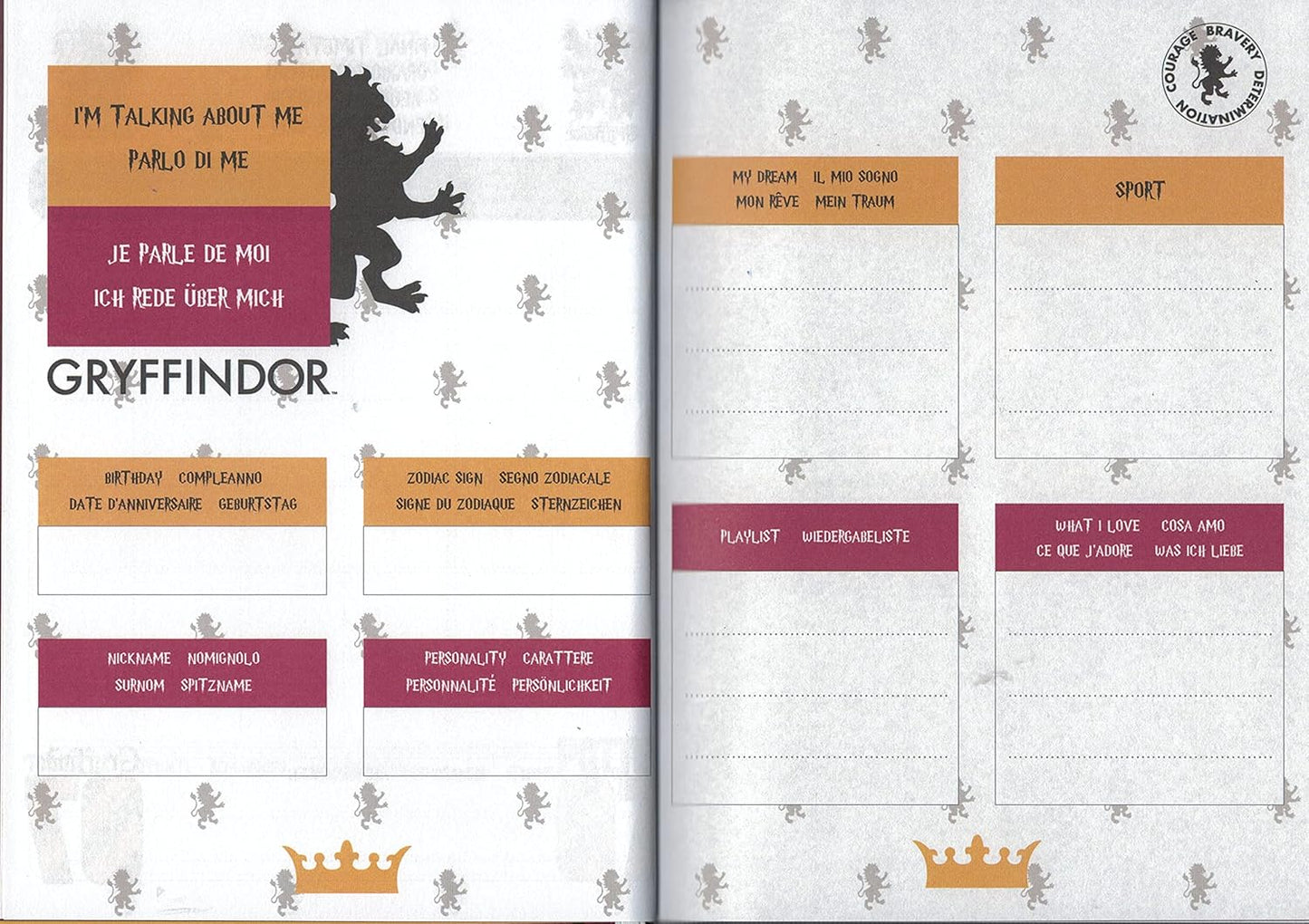 Diario Harry Potter Grifondoro Agenda Scuola Originale Wizarding World