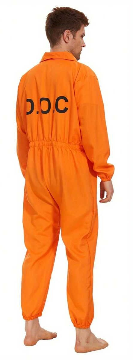 Costume Adulto Detenuto Carcerato Deluxe Completo Con Zip