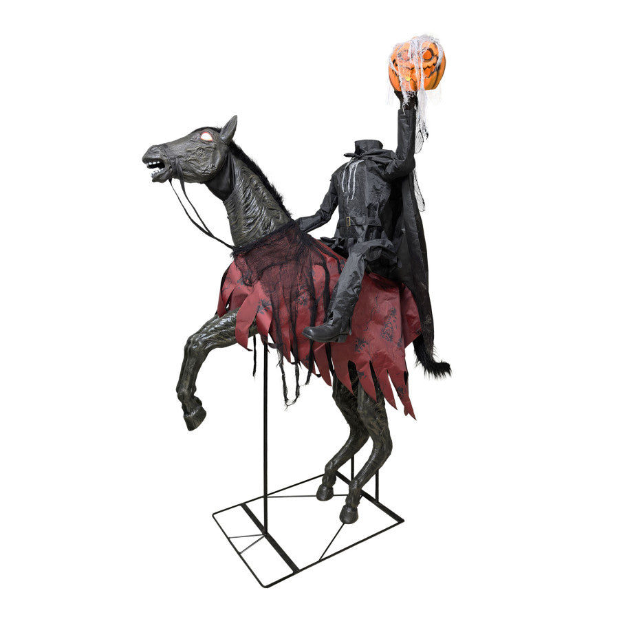 Cavallo con Cavaliere senza Testa Animatronica con Luci Suoni e Movimento H 210 cm