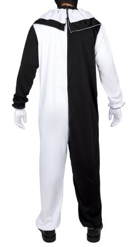 Costume Art Clown Terrificante Bianco e Nero Tuta Pagliaccio Horror Adulto