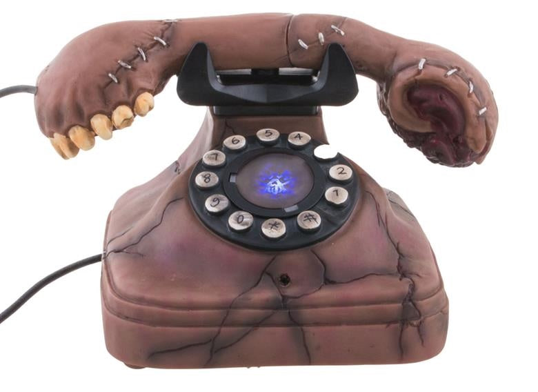 Telefono di Pelle Horror con Luce e Suono Decorazione Prop 23x13x13