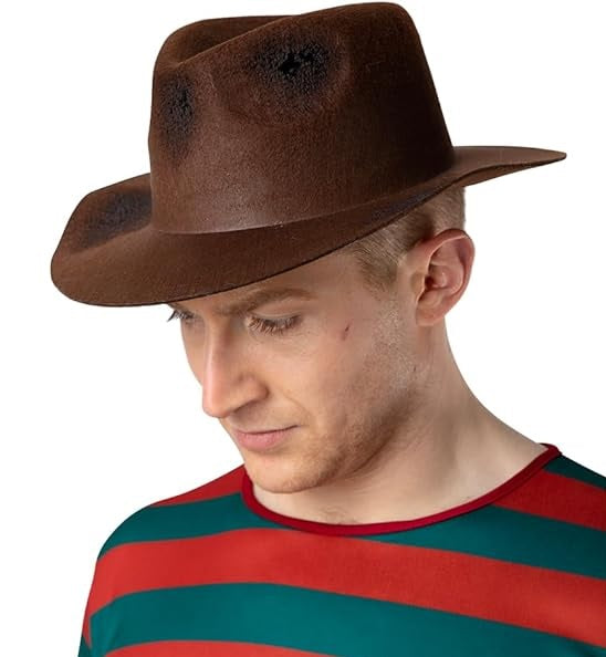 Cappello Marrone in Feltro Serial Killer Horror Freddy Krueger Nightmare