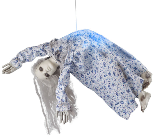 Fantasma Bambina Horror Fluttuante con Luce Suono e Movimento alto 70cm