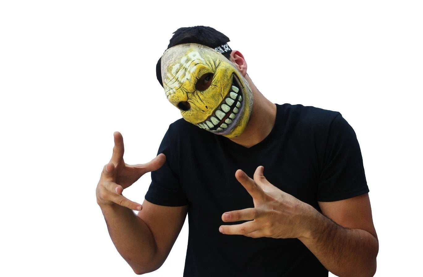 Maschera in Ultra Lattice Luminosa UV Neon Danger Smiley