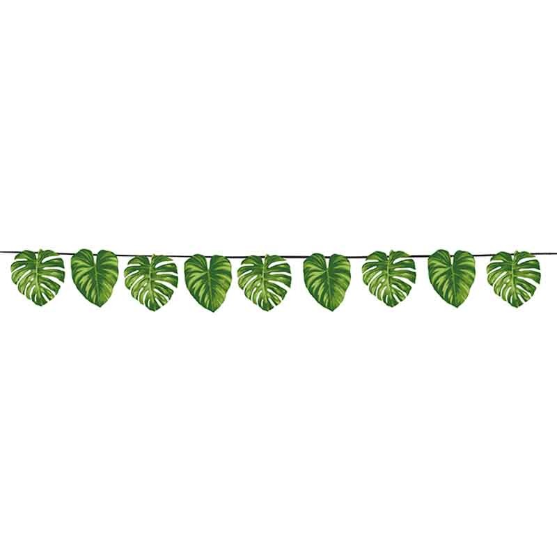 Ghirlanda Festone Foglie Tropicali Bandierine Hawaii Flower Pool Party 300cm