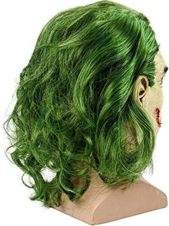 Maschera Joker in Lattice Intera con Capelli Sintetici Verdi Cattivo Batman DC