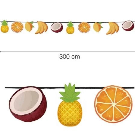 Ghirlanda Festone con Frutta Mista Bandierine Hawaii Pool Party 300cm