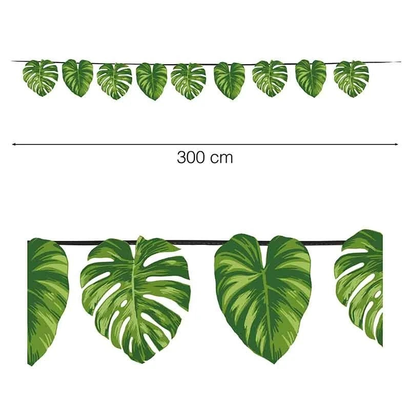 Ghirlanda Festone Foglie Tropicali Bandierine Hawaii Flower Pool Party 300cm