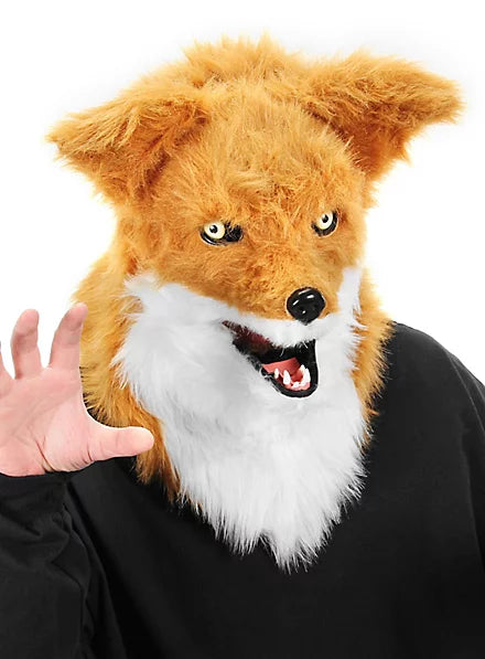 Maschera Volpe Realistica Con Pelo Effetto 3D E Bocca Movibile Adulto
