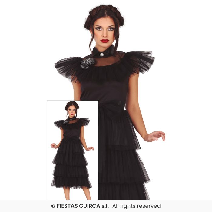 Costume Adulta Mercoledì Versione Ballo Famiglia Addams