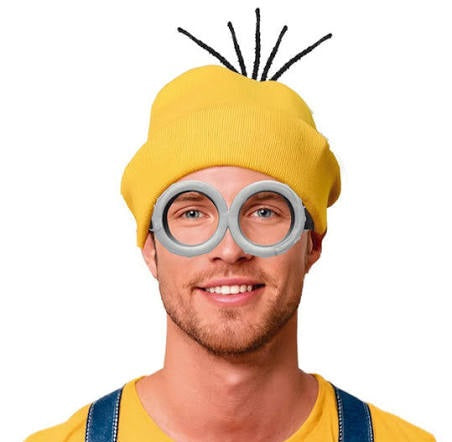 Set Minions Cattivissimo Me Cappello Zuccotto Giallo e Occhiali Rotondi Steampunk con Elastico