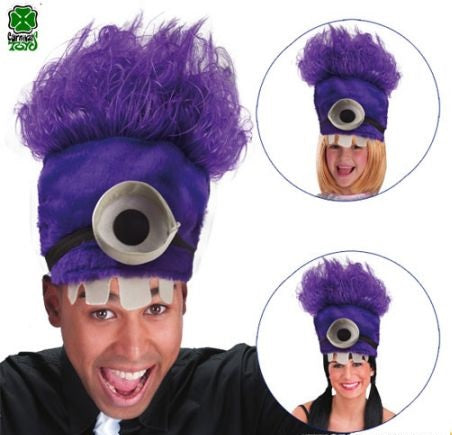 Copricapo Evil Minions Viola Cattivissimo Me Cappello in Tessuto Taglia Unica Bambino