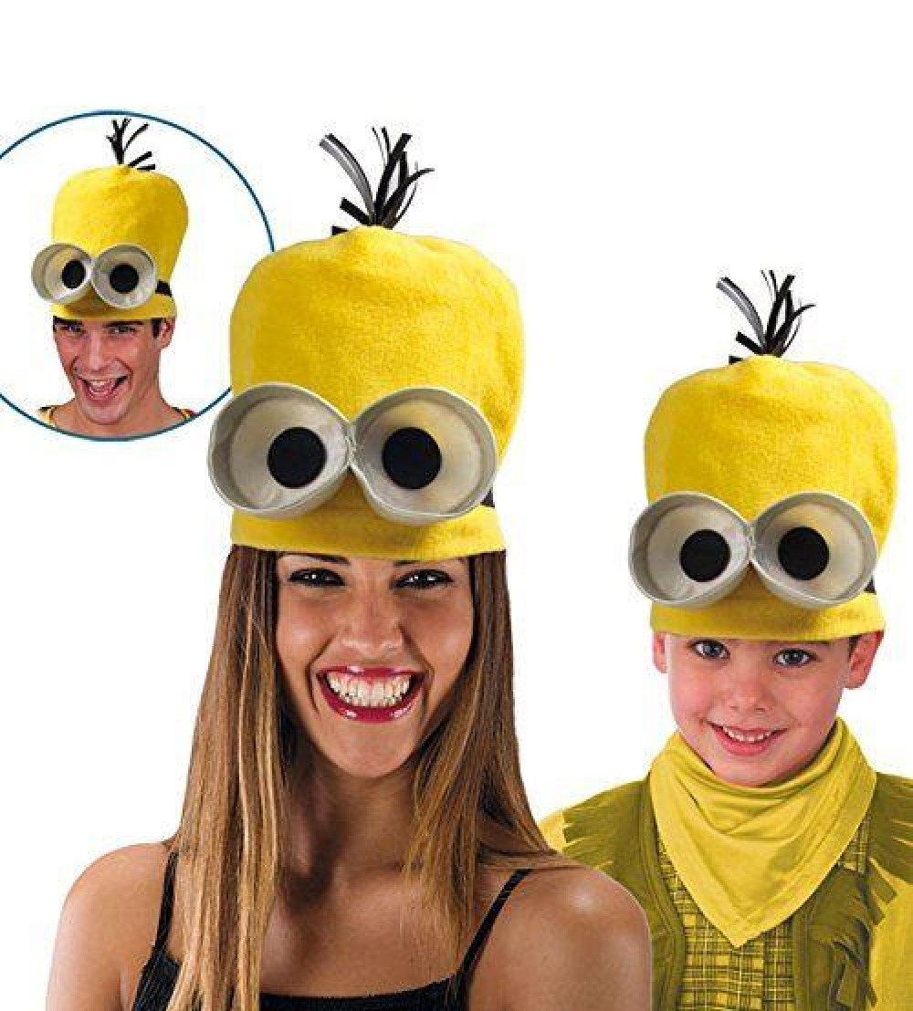 Copricapo Minions Cappello Giallo con Occhiali in Tessuto Taglia Unica Bambino