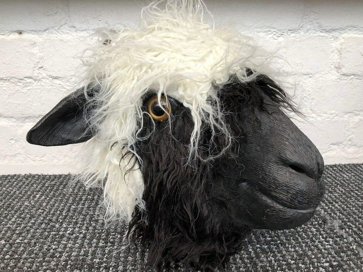 Maschera Lattice Pecora Bianca e Nera Con Pelo Effetto 3D Adulto