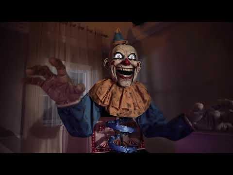 Clown nel Box Circo Horror con Luce Suono e Movimento Animatronica alto 2,1m