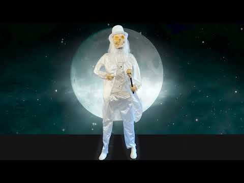 Scheletro Elegante Bianco Horror con Luce Suono e Movimento Animatronica alto 1.85m