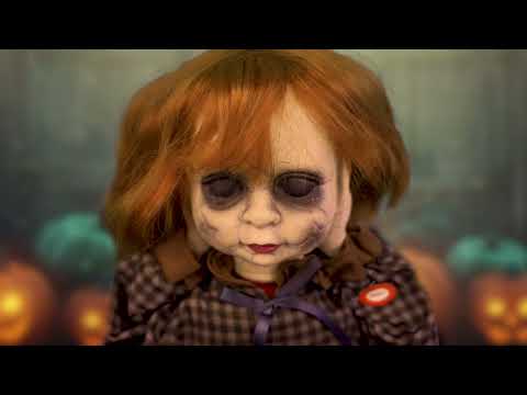 Bambola Horror Decapitata con Luce Suono e Movimento Animatronica alto 27,5cm