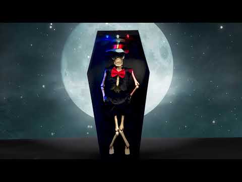Scheletro in Bara Danzante con Luce Suono e Movimento Animatronica alto 34cm